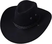 YFVFAGDMKV Artificial Suede Western Cowboy Hats Big-Edge Gentleman Cowgirl Jazz Hat Outdoor Vacation Cap Party Cosplay Hat(1)