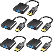 tunghey DisplayPort (DP) to VGA Adapter, Gold-Plated Display Port to VGA Adapter (Male to Female) Compatible with Computer, Desktop, Laptop, PC, Monitor, Projector, HDTV (5Pack)