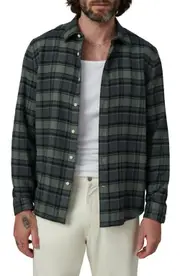 Joe's Oliver Plaid Flannel Button-Up Shirt in Pewter Plaid at Nordstrom, Size X-Large