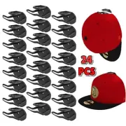 24 Pack Adhesive Hat Hooks Wall Mount Hat Rack for Caps No Drill Black