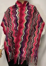MISSONI ZigZag Wool Scarf in Multi Color 3332 0004 40X200 NEW