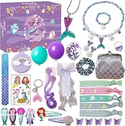 Antsparty Christmas Advent Calendar 2024, 24Days Christmas Countdown with Mermaids Girl Toys Jewelry Makeup, Mermaids Advent Calendar Christmas Mermaid Gift Box for Girls