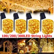 100/200/300LED Solar Fairy String Lights Outdoor Waterproof Garden Party Decor