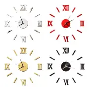 3D Mirror Wall Clock Sticker DIY Acrylic Roman Number Art Decal Wallpaper
