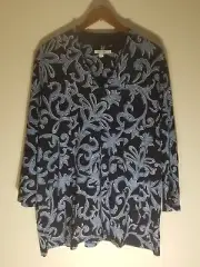 Chico's Touch of Cool Swirl 3/4 Sleeve Size 4 NWT $45.50 Multicolor Blue