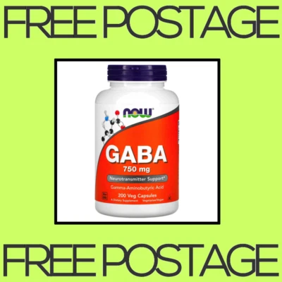 NEW NOW Foods, GABA, 750mg - 200 Veg Capsules FREE SHIPPING