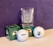 Pebble Beach Titleist Golf ball w/Pebble Beach Logo and Pebble Beach Shot Glass