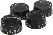 [Healifty] Guitar Buttons Pot Knobs with White Numbers for Gibson Epiphone Style Electric Guitar Parts Replacement 4 Pieces (Black)