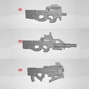 Single Unpainted 1/18 Scale Gun Weapon Model For DIY 3.75" Action Figure Joytoy