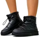 Ladies Quilted Padded Ankle Boots Womens Snug Flat Winter Snow Shoes Sizes 3-8