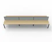 RAPIDLINE DELUXE PROFILE LEG WORKSTATION With Screen 6 Person Double Sided W1800 x D750 x H730mm (per user) Natural Oak Top Black Frame