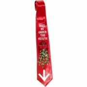 Funny MISTLETOE CHRISTMAS NECK TIE Adult Mens Joke Prank Gift Red Kiss Me Under