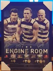 GEELONG CATS Ablett, Selwood, Dangerfield - The Engine Room - SIGNED AUTO FRAMED