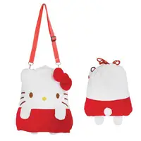 在飛比找PChome24h購物優惠-小禮堂 Hello Kitty 造型絨布斜背包 (紅白款)