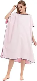 Microfiber Surf Beach Towel Poncho for Adults, Quick Dry Changing Robe, Swim Towels Dry Robe Changing Robes Towel Poncho with Hooded. (Color : Pink, Size : One Size)