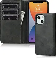 FROLAN for iPhone 13 Mini Wallet Case with Card Holder, Premium PU Leather Credit Slot Flip Folio Book Drop Protection Shockproof Phone Cover for iPhone 13 Mini 5.4 Inch (Black)