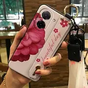 Phone Case Compatible with Redmi A5 4G/Xiaomi Poco C71 4G, Ring Fashion Design Wristband Wrist Strap Anti-dust Soft case Anti-Knock Flower
