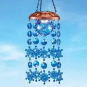 Solar Lighted Crackled Glass Ball Snowflake & Beads Garden Wind Chime Mobile