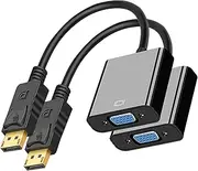 tunghey 2Pack DisplayPort (DP) to VGA Adapter, Gold-Plated Display Port to VGA Adapter (Male to Female) for Computer, Desktop, Laptop, PC, Monitor, Projector, HDTV