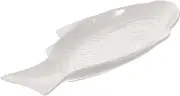 OKUMEYR Unique Fish Dish Ceramic Tableware Snack Storage 11 Inches White Stylish for Home Parties and Restaurants