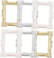 Garneck 6Pcs Miniature Resin Picture Frames DIY Crafts Supplies for Phone Case Decor Vintage Style Photo Frame for Mini House Decoration