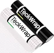 TECKWRAP Glossy Black Permanent Vinyl & Transfer Tape for Vinyl-12 x 10 FT w/Red Alignment Grid Transfer Paper, Medium Tack Transfer Tape Black Vinyl Bundle for Decals, Signs Stickers,Home Decor