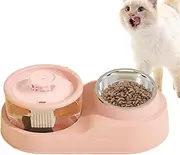 WJnflQN Automatic Dog Feeder, 2 in 1 Automatic Dog Feeder, Quiet Design, Tilt Cervical Support, Feeding and Watering Supplies for Kitten Weaning