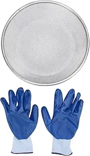 Gardening Sand Soil Compost Sifter, Stainless Steel 50Kg Bearing Gardening Strainer with Anti Slip Gloves for Soil, Gravel, Sawdust, Organic Compost, and Compost (2mm / 0.08in Hole)
