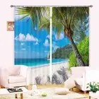 Cute Azure Island World 3D Blockout Photo Print Curtain Fabric Curtains Window