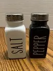 Salt and Pepper Shakers Black White Words Farmhouse Kitchen Minimalist Glass
