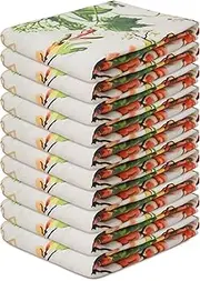 GABA 10PCs Fruits Kitchen Towels, Stylish Printed Designs, Pre-Shrunk, Machine Washable, 100% Cotton, Everyday Basic Tea Towels, Bigger, Thicker, Better, with Hanging Loop, 50x70cm