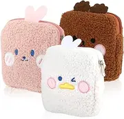 Jeffdad 3-pack sanitary napkin storage bag, menstrual pad bag polyester nursing pad holder portable women's girls sanitary napkin panties tampon bag menstrual pad holder, Pink White Brown