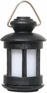 BELI-BECO 863 W Plastic Lantern for Crib with Lighting - Nativity Lighting - Plastic - Clear Bulb - 4.5 V - 0.2 A (Lantern: Black & Round | Glass: White & Non-Transparent, 38 mm)