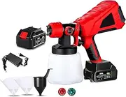 Paint Sprayer, Cordless Paint Sprayer Gun with 3 Spray Patterns, 1000ml Container, 2.0A Battery and Adjustable Knob for Painting Furniture, Ceilings, Fences