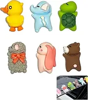 6 Pieces Cute Car Air Display Funny Car Interior Dashboard Decorations Car Accessories with Mini Rabbit Turtle Elephant Bear Duck Sheep Decoration Ornaments for Women Girl Gifts Desk Home Decor