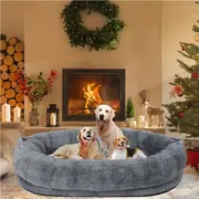 XXL Human-Sized Dog Bed Washable Orthopedic Pet Bed Bean Bag with Soft Blanket