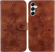 Compatible with Samsung Galaxy A34 5G Flip Kickstand Cover,Compatible with Samsung Galaxy A34 5G Card Slot Wallet Case Brown