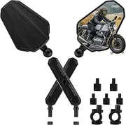 Upgraded Universal Motorcycle Mirror,Adventure Ball-Head ATV Rear View Mirror No Vibration & Wobble With 8/10MM Screw and 7/8" Handlebar Aluminum Mount Compatible with ATV Dirt Bike and More