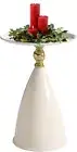 Small Round Side Table for Spaces, White Pedestal Cream-white