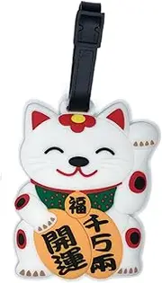 ANINIUCN Maneki Neko Japanese Silicone Luggage Tag – Cute Lucky Cat ID Label for Suitcases, Backpacks & Travel Bags – Fun Travel Accessory for Teens & Adults