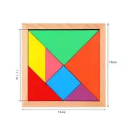 Children Kids Educational Tangram Shape Wooden Puzzle Toy Geometry Intelligence