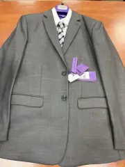 BOY'S SUIT - 5 piece Boy's Suit. Jacket/Vest/Pants/Shirt/Tie=Grey Twill=Size 18