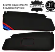 RED STITCH TRI STRIPE 2X SUN VISORS LEATHER COVERS FOR BMW 3 SERIES E36 92-99 (for: BMW)