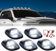 5 X Cab Marker Light, Smoke Lens White 9 LED Housing Cab Roof Running Lights, Accessories Light Sets w/Wiring Pack for 2003-2018 Dodge Ram 1500 2500 3500 4500 5500 Pickup Trucks