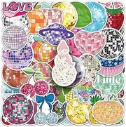 Disco Ball Stickers,50 PCS Disco Vinyl Waterproof Decals for Water Bottles Computer Bicycle Skateboard Luggage Phone Pad Laptop Kids Teens Stickers Pack