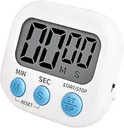 Timer for Kids,KitchenTimer Digital,Magnetic Back,Loud Ring,Stand for Cooking,Classroom,Bathroom,Teachers,Kids(White)