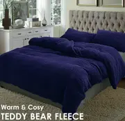 Teddy Bear Fleece Quilt Cover - Midnight