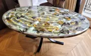 48"x24" Oval Natural Agate Stone Dining Table Top Made to Order Farmhouse Table