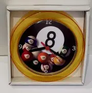 Billiards 7" Gold novelty wall/desk clock new Pool Room Snooker Mancave Bar