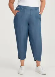[Virtuelle] Taking Shape Chambray Lantern Crop Pant Size 10 in MID Chambray - Plus Size Women's Bottoms Mid Chambray